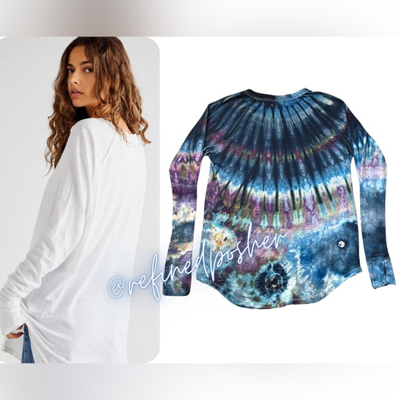 Free People We the Free Arden Tee size Small NEW White Tie Dye - Picture 2 of 7